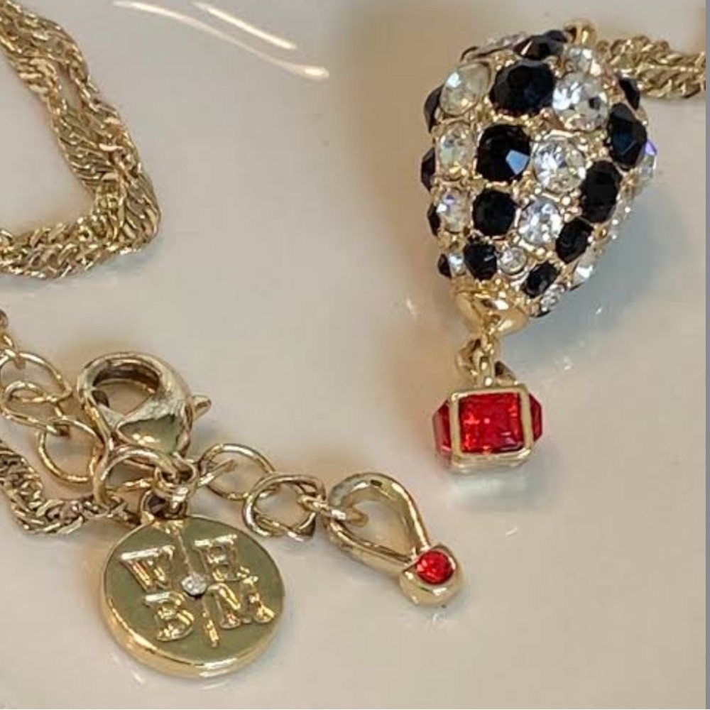 WHBM Limited Edition Black Red Crystal Hot Air Balloon Pendant Necklace